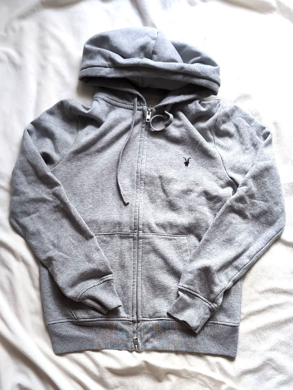 AllSaints Grey Zip-Up Hooded Sweater
